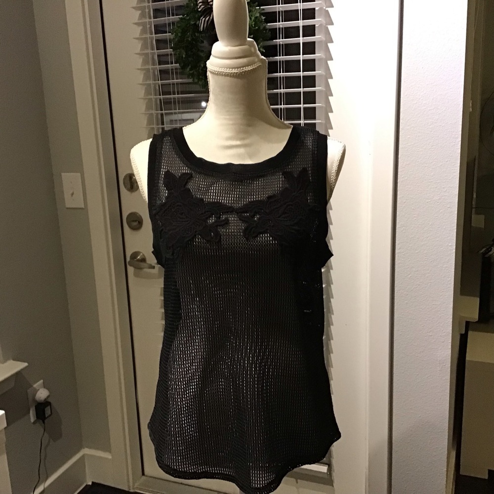 Trouve black mesh top